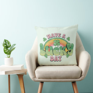 Have a Lucky Day Retro Typography Cushion