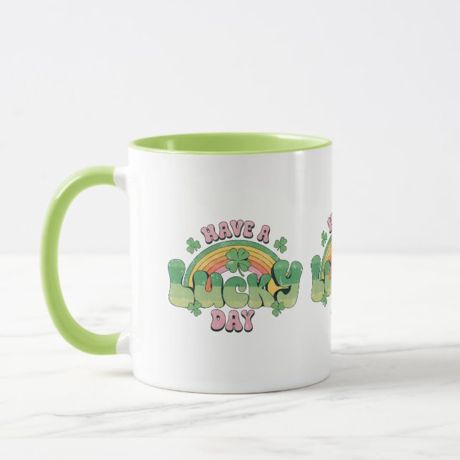 Have a Lucky Day Retro Typography Mug (Left)