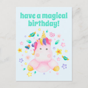 Have a Magical Birthday, Cute Kids Unicorn Postcard