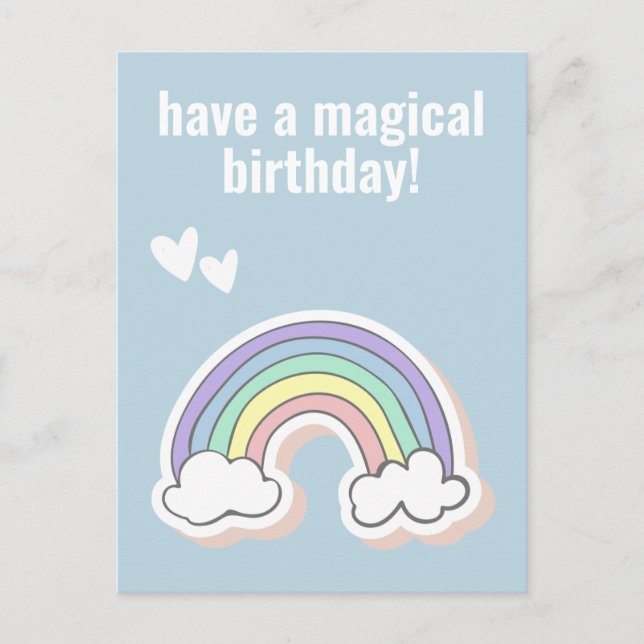 Have a Magical Birthday, Cute Kids Unicorn Rainbow Postcard (Front)