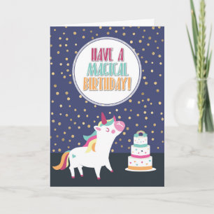 Have a magical birthday rainbow unicorn confetti card