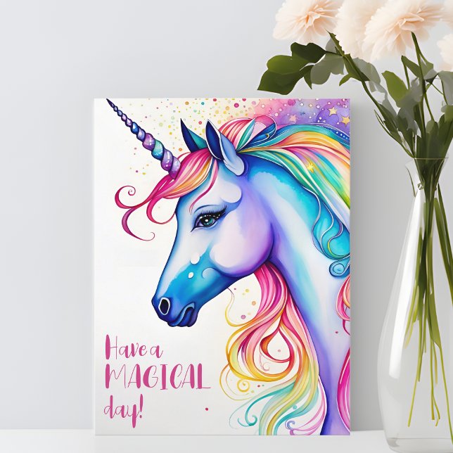 Have a Magical Day Whimsical Unicorn Postcard (Rainbow Joy, Whimsical Cheer! 🌈✨)