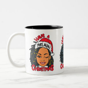 Have A Melanin Christmas Black Girl Magic Queen Two-Tone Coffee Mug