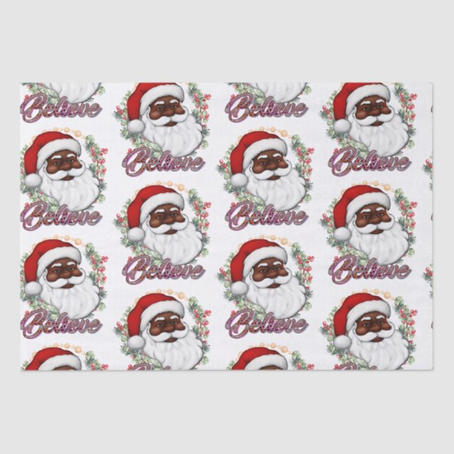 Have A Melanin Christmas Black Santa Claus Tissue Paper (Front)