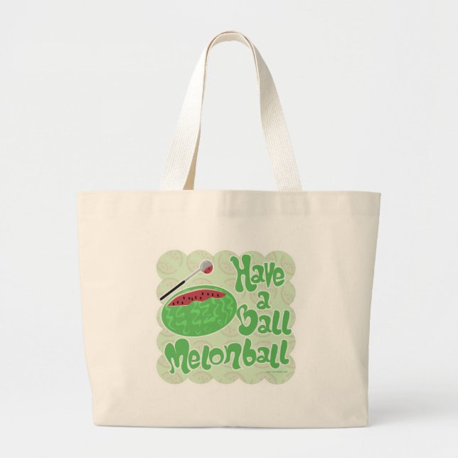 Have A Melon Ball Funny Watermelon Toon Large Tote Bag (Front)