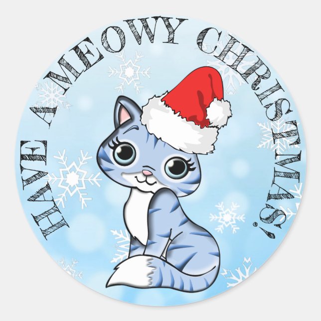 Have a Meowy Christmas Holidays Classic Round Sticker (Front)