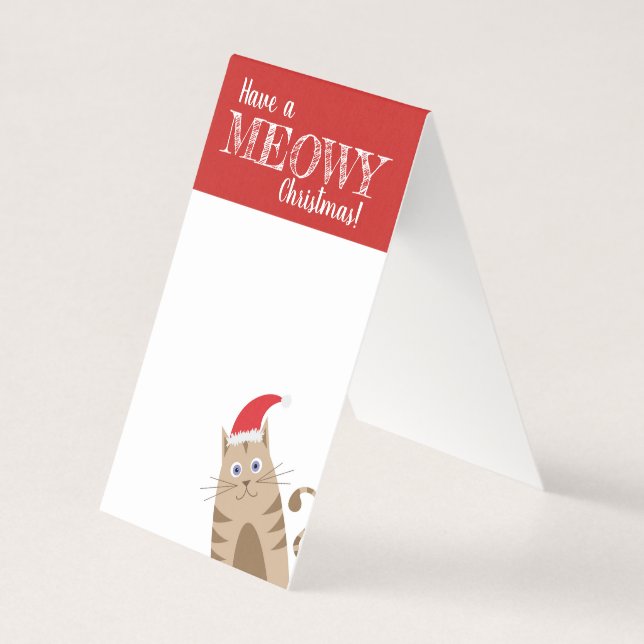 Have a meowy christmas santa cartoon funny cat (Front)