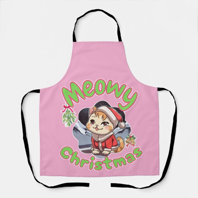 Have a meowy christmas-Santa claws Apron (Front)