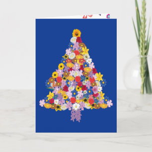 Have a Merry Blooming Christmas Floral Tree Holiday Card
