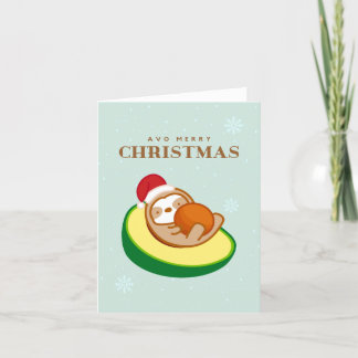 Have a Merry Christmas Avocado Sloth Holiday Card