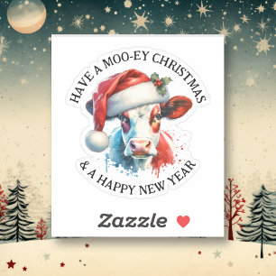 Have a Merry Christmas   Funny Cow in Santa Hat