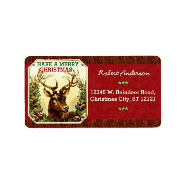 Have a Merry Christmas Reindeer Personalised Label (Front)