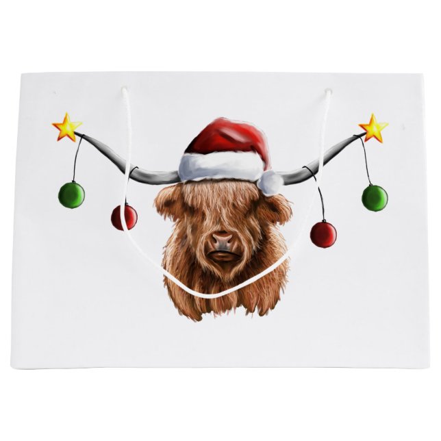 Have a Merry Hielan Coo Christmas Large Gift Bag (Front)