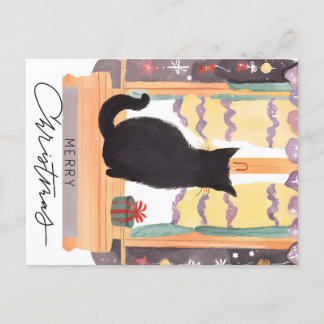 Have a Merry Little Black Cat Christmas Postcard