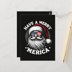 Have A Merry Merica Patriotic Santa Claus Postcard