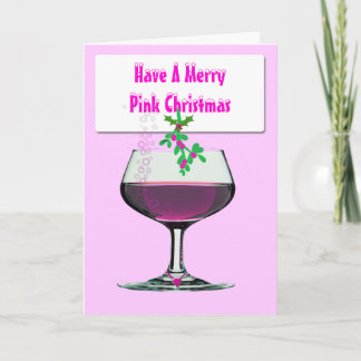 Have a Merry Pink Christmas - Wine Xmas Card