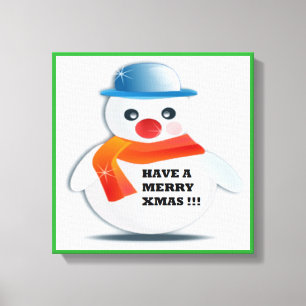 "HAVE A MERRY XMAS" SNOWMAN CANVAS PRINT