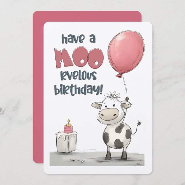 Have a MOO-rvelous Birthday! | A Cow-mazing Day Invitation (Front/Back)