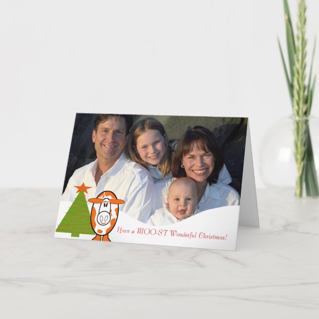 Have a Moo-st Wonderful Christmas! -Cute Cow Holiday Card (Front)