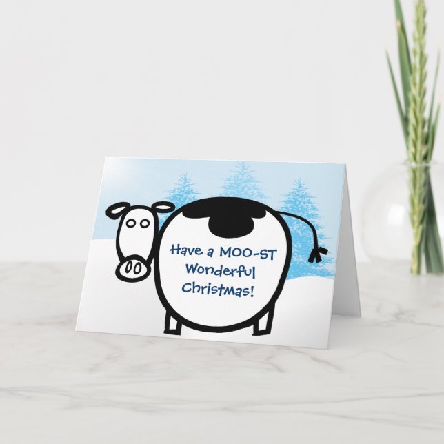 Have a MOO-ST Wonderful Christmas! Holiday Card (Front)