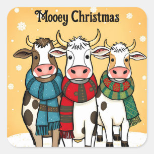 Have a Mooey Christmas Square Sticker