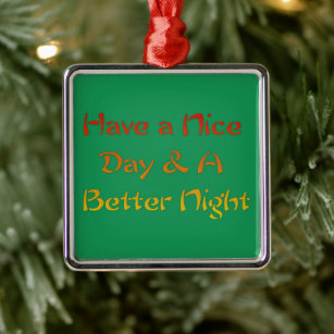 Have a nice Day and a Nice Night Red Golden Green Metal Tree Decoration