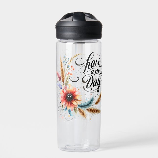 Have a Nice day floral Water Bottle (Front)