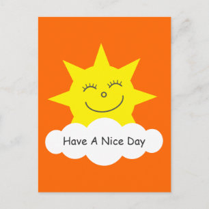Have A Nice Day happy cartoon sun orange postcard