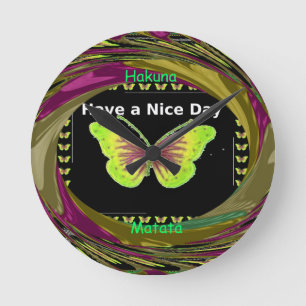 Have a Nice Day: Lovely infinity butterflies art  Round Clock