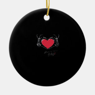 Have A Nice Day! Skeleton Hands With Heart Classic Ceramic Tree Decoration