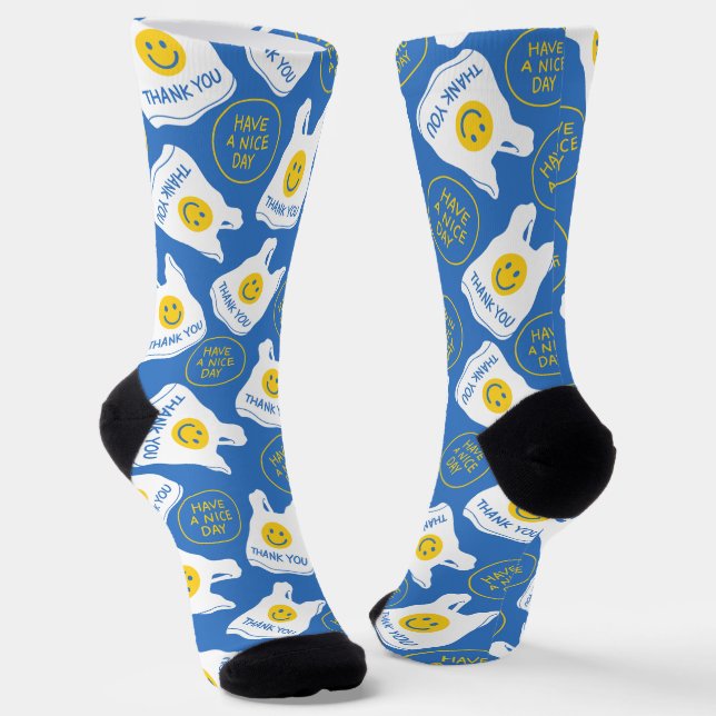 Have A Nice Day Smiling Crew Socks – Thank You (Angled)