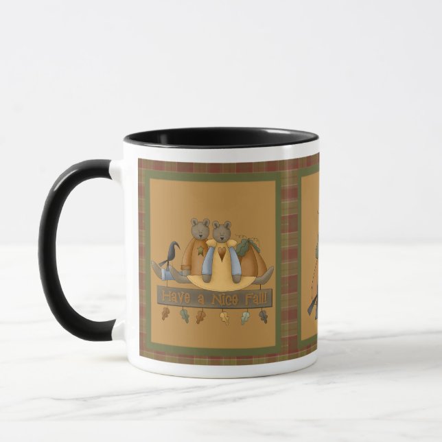 "Have a Nice Fall" Autumn Teddy Bears Mug (Left)