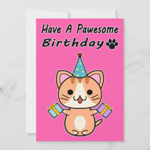 Have A Pawesome Birthday - Ginger Tabby Cat