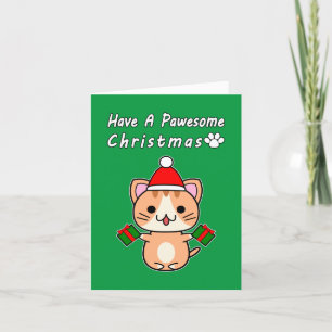 Have A Pawesome Christmas - Ginger Tabby Cat Holiday Card