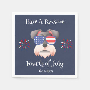 HAVE A PAWSOME 4TH OF JULY SCHNAUZER T-Shirt Napkin