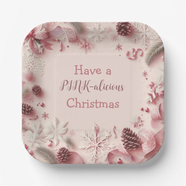 Have A PINK-alicious Christmas Paper Plate (Front)
