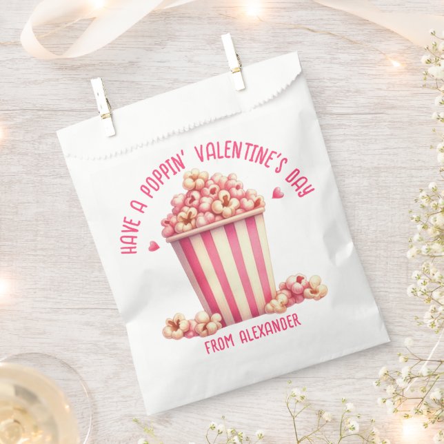 Have a Popping Valentine's Day Pink Popcorn Heart Favour Bags (Clipped)