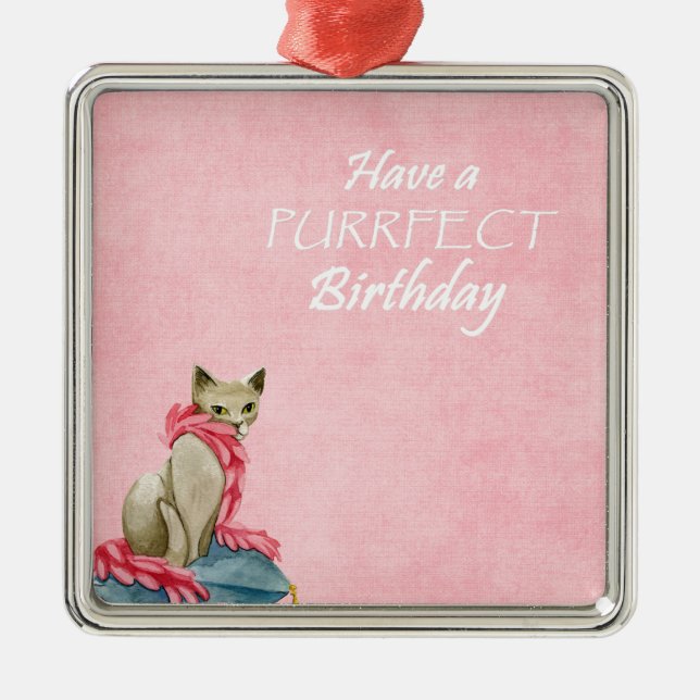 Have a Purrfect Birthday | Cat Lover Birthday Metal Tree Decoration (Front)