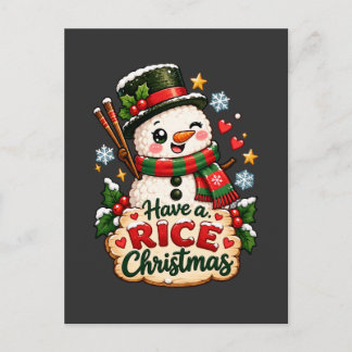 Have a Rice Christmas Kawaii Sushi Snowman Postcard