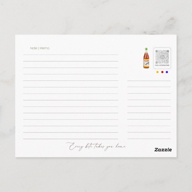 Have a Rice Day Card, Rice Plate Illustration Postcard (Back)