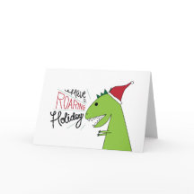 Have a Roaring Holiday T-Rex Santa Card