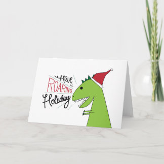 Have a Roaring Holiday T-Rex Santa Card