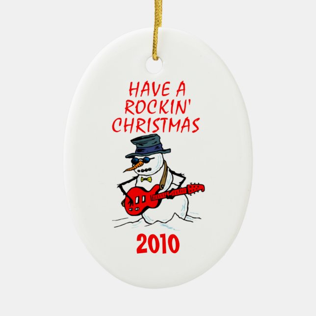Have A Rockin' Christmas Ceramic Tree Decoration (Front)