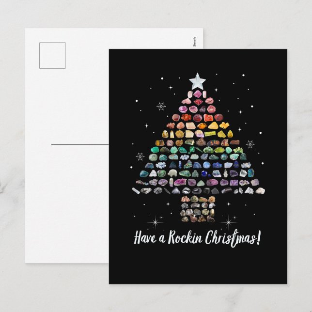 Have a Rockin Christmas! Crystal Christmas Tree  Holiday Postcard (Front/Back)