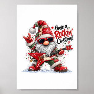 Have a Rockin' Christmas Guitar Gnome Poster