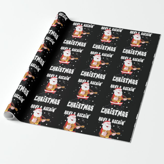 Have A Rockin Christmas Guitarist Guitar Funny Xma Wrapping Paper (Unrolled)