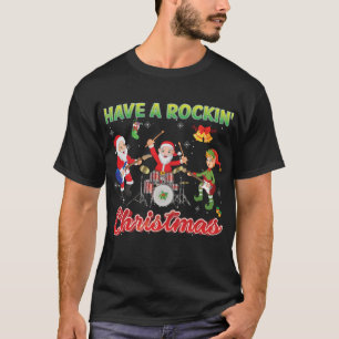 Have A Rockin' Christmas Santa Elf Rock Band Rocke T-Shirt