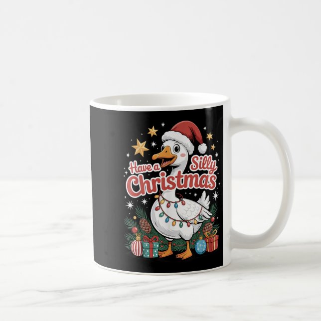 Have A Silly Christmas Funny Goose Santa Hat Light Coffee Mug (Right)
