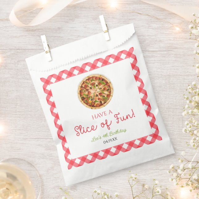 Have A Slice of Fun! Pizza Birthday Party Favour Bags (Clipped)
