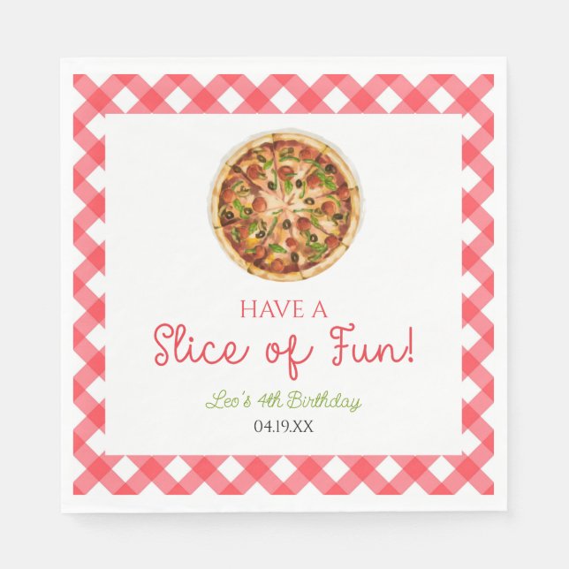 Have A Slice of Fun! Pizza Birthday Party Napkin (Front)